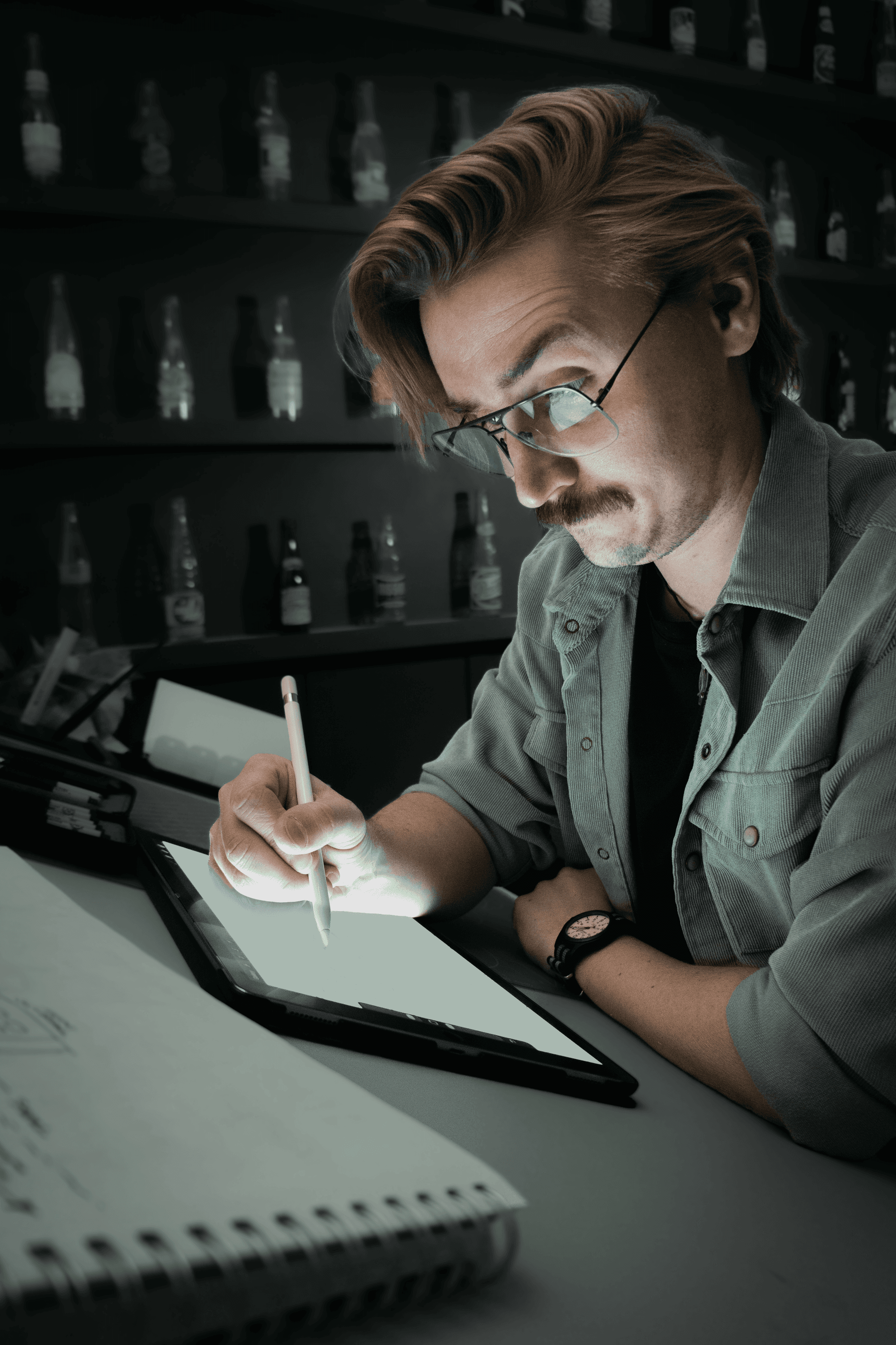 Founder at desk